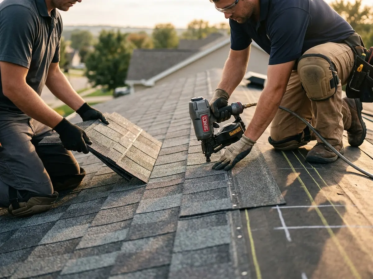 Professional roofer working on a residential roof in Upper Nazareth